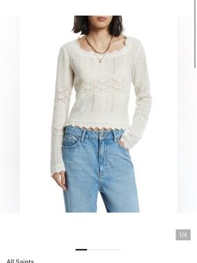 AllSaints Vanessa Off-White Open Weave Sweater